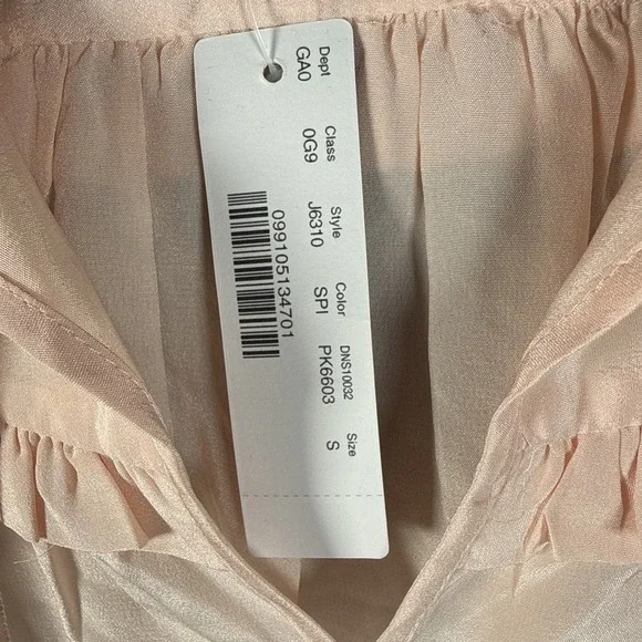 Point Sur J Crew Blouse Women's Pink Silk Peasant Ruffle Long Sleeve Sz S NWT - Picture 5 of 10